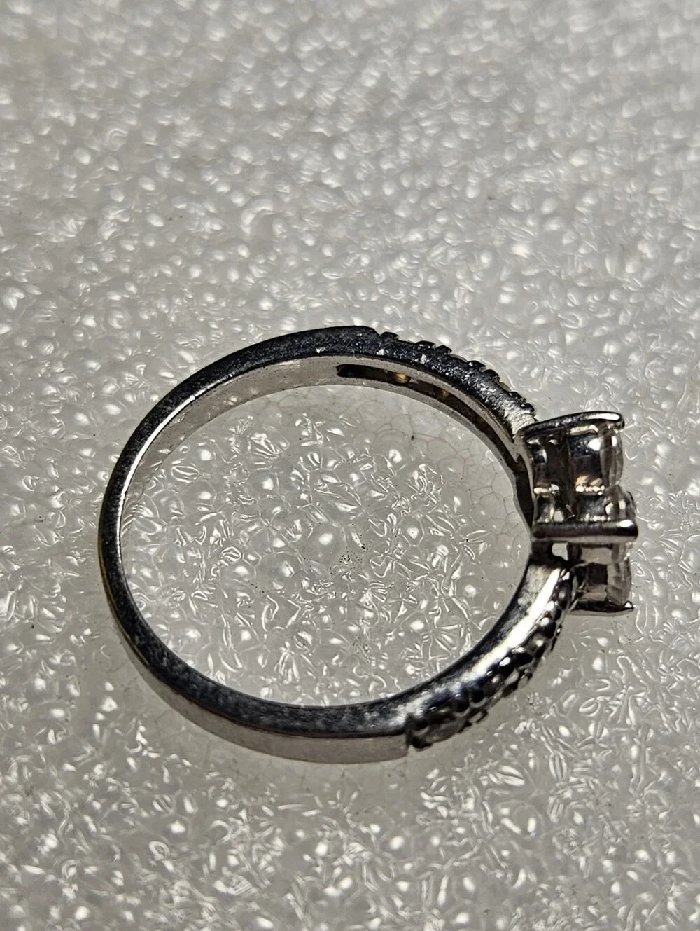 Silver Floral Cluster Ring with Clear Stones - Women Jewelry
